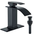 Bathroom Sink Faucet Black Waterfall Basin Vanity Mixer Single Handle with Drain