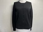 Lord & Taylor 100% Cashmere Button-Up Crew Neck Cardigan Sweater Sz PM Black