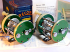 1950s' vintage Record 1900C casting reels in varied shade of green tone-used