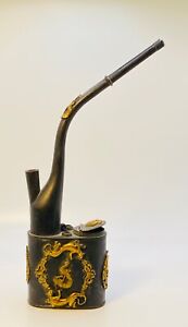 Beautiful Antique Chinese Smoking Water Pipe, Golden Color  Dragon/Phoenix/Buddh