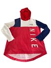 Nike Air Colorblock Hooded Long Sleeve Shirt Mens Med Red White Blue Cotton