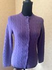 Lord & Taylor 100% Cashmere Cable Knit Cardigan  Purple -XS-Pre-Owned