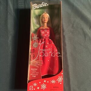 Seasons Sparkle Barbie Doll with Sparkly Ring Holiday Mattel 2001 #55198 New