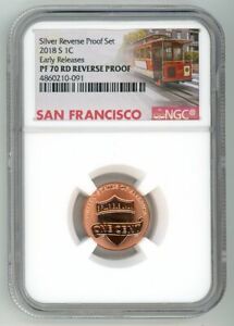 2018 S LINCOLN CENT 1C REVERSE PROOF NGC PF 70 RD EARLY RELEASES TROLLEY
