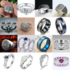 Celtic Knot Ring Dragon Claddagh Band Rings For Women Men Wedding Viking Jewelry