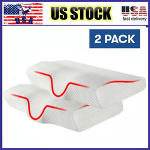 2 Pack Memory Foam Pillow Contour Neck Back Support Orthopaedic Firm Head Pillow