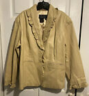 Terry Lewis 2x Leather Ruffle Jacket Tan plus size Genuine Leather pockets
