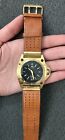 Vestal Decibel Mens Leather Watch Gold Stainless Case RARE New Battery 10ATM