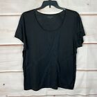 Eileen Fisher Top Womens 2X Black Scoop Neck T-Shirt Silk Cotton Applique Solid