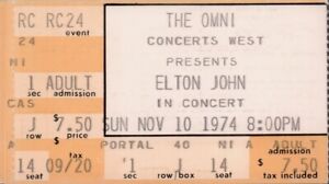 ELTON JOHN 1974 CARIBOU TOUR / THE OMNI COLISEUM / ATLANTA TICKET STUB / No. 2