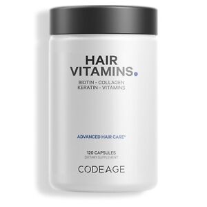 Codeage Hair Vitamins, Biotin Keratin Supplements Collagen Multivitamins Non-GMO
