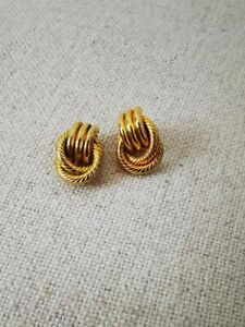 Small Vintage Gold-plated Earrings Love Knot For Pierced Ears *READ*