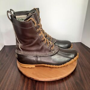 Vintage LL Bean Boots Mens Size 12 Brown Leather Mid Calf Hunting Duck USA