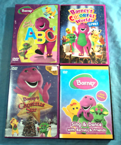 4 DVD Lot Of Barney, Barneys Colorful World Live, Christmas Star, Sing & Dance..