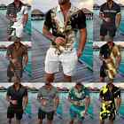 Men's Shorts Set Short Sleeve Zip Polo Shirt Street T-shirt Two Piece Summer
