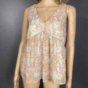 Everly Anthropologie Women's Small Blouse Empire Waist Floral Layered Tank Top