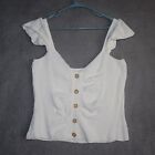 Anthropologie Sweater Tank Top Extra Large White Ribbed Kit Button Pullover