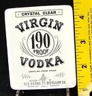 Virgin Vodka 109 Proof  Old Boone Distillery  Meadowlawn Kentucky Label