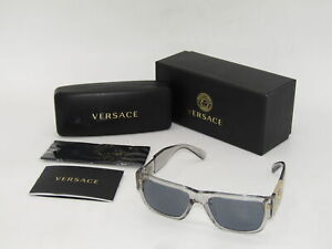 Versace VE4406 Medusa Rectangle Sunglasses Transparent Gray/Gray