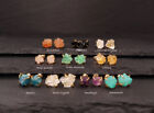 Natural Raw Stone Crystal Stud Earrings Gemstone Quartz Birthstone Earrings