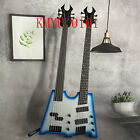 5+5 String Electric Bass Guitar Rosewood Fretboard Double Neck Silver Solid Body