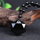 Black Obsidian Hexagram Amulet Healing Protection Reiki Beads Pendant Necklace