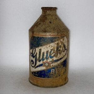 Gluek's crowntainer cone top beer can, blue version