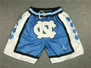 North Carolina UNC Basketball Shorts Blue Size S-3XXL Stitched 4 Pockets