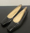Salvatore Ferragamo Boutique Croc Print Black Patent Leather Pumps Shoes 7 Women