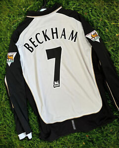 Beckham #7 Manchester United 2001/02 Long Sleeve Reversible Away Third Jersey M