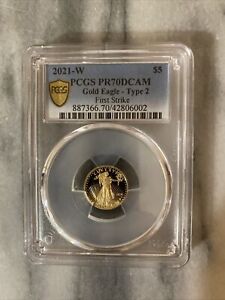 2021-W $5 American Proof Gold Eagle Type 2 PR70DCAM First Strike PCGS