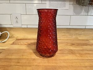 Paula Deen DPS Ruby Red Glass Vase Decorative 9” Tall