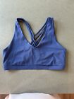 Fabletics Womens Sports Bra Blue Wireless Strap Back Pullover size Large