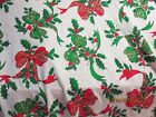 VINTAGE-CHRISTMAS TABLECLOTH--HOLLY AND BOWS ALL OVER--74