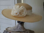 Sinamay, Satin & Fascinator Wide Brim Formal Hat with Ribbon Rose Decoration