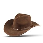 HADZAM Brown Shapeable Western Outback Leather Cowboy Hat for Men and Women