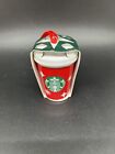 2021 Starbucks Red & Green Ombre Miniature Cup CERAMIC ORNAMENT w/ Red Hanger
