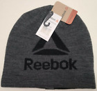 Reebok Men's Beanie Hat Black One Size Reversible Big Logo Knit Warm New MSRP$30