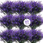 New Listing80 Bundles Artificial Flowers Lavender Outdoors UV Resistant Fake Plants Bulk Fa
