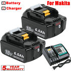 2PACK For Makita 18V 6.0Ah LXT Lithium ion Battery /Charger BL1860 BL1830 BL1850
