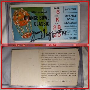 1972 Orange Bowl Ticket Nebraska Huskers JERRY TAGGE Auto 1971 National Champs🏆
