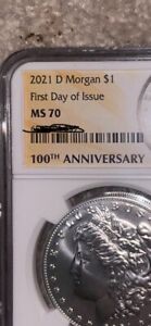 2021-D MS70 Morgan Silver Dollar $1 NGC 100th Anniversary