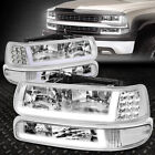 [LED DRL]For 99-02 Chevy Silverado 1500 2500 HD Headlight+Bumper Lamps Chrome (For: 2000 Chevrolet Silverado 1500)