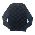 Tulliano Sweater Mens L Large Checkered Knit Crew Neck Pullover Rayon Blend