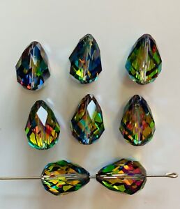 6pc Swarovski Crystal Vitrail Medium Faceted Teardrop 5500 Bead; 4 sizes