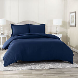 Duvet Cover Set Soft Brushed Comforter Cover W/Pillow Sham, Navy - Full