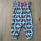 Tea Collection Romper Baby Size 6-9M Butterfly Light Blue Pink Jumpsuit
