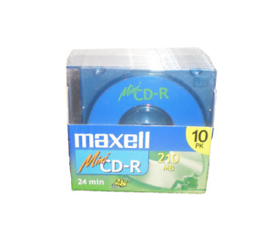 Maxell Mini CD-R Recordable Discs 10 Pack 210MB 24x Speed w Jewel Cases...New