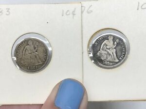 1876 &1883 Liberty Seated Dimes, plus 1867, 1868, 1869, & 1870 Shield Nickels