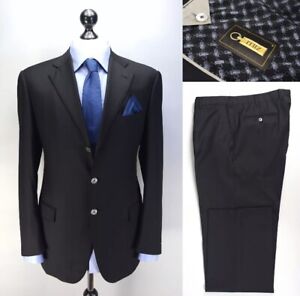 ZILLI $7450 Luxury Black 150'sWool Handmade in Italy Suit 52IT 42US